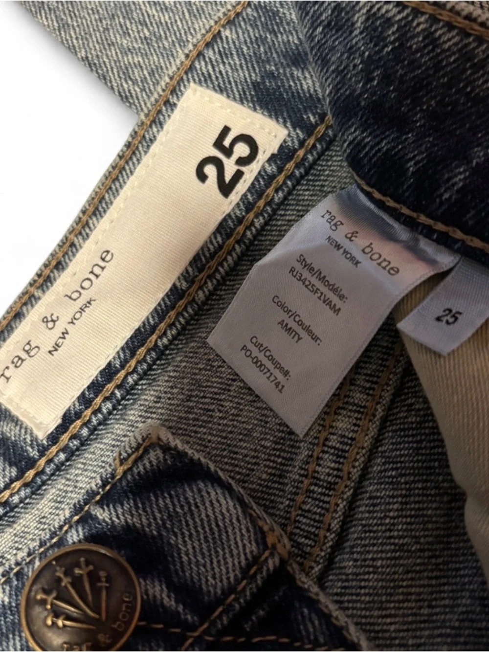 Rag and Bone Harlow Mid Rise Ankle Straight 25 Amity NWT - Picture 5 of 8